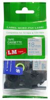 LM Tapes - Premium 3/4" (18mm) Blue on White Compatible TZe P-touch Tape for Brother PT-300, PT300 Label Maker with FREE Tape Guide Included