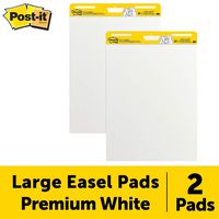 Post-it Super Sticky Easel Pad, 25 x 30 Inches, 30 Sheets/Pad, 2 Pads, Large White Premium Self Stick Flip Chart Paper, Super Sticking Power (559)