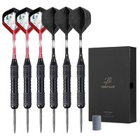 Centaur 6 Pack Steel Tip Darts, Professional Metal Dart Tips Set 22 Grams with Aluminum Shafts and 2 Style Flights + Dart Sharpener + Dart Case