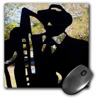 3dRose Black Silhouette of Man N Horn I Call All About Jazz Mouse Pad (mp_80442_1)