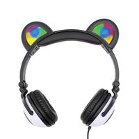 Gabba Goods Premium LED Light Up in The Dark Panda Over The Ear Comfort Padded Stereo Headphones with AUX Cable | Earphones