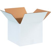 Aviditi 121210W Corrugated Box, 12" Length x 12" Width x 10" Height, White (Bundle of 25)