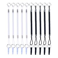 XRONG Stylus Tether 10 Pack of Detachable Elastic Coil Lanyards/Tether Strings with 3.5mm earphone jack for Stylus Touch Pens Black / Clear
