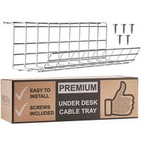 Under Desk Cable Management Tray - Cable Organizer for Wire Management. Metal Wire Cable Tray for Office and Home (White)