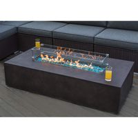 COSIEST Outdoor Propane Fire Pit Table 56-inch x 28-inch Rectangle Bronze Compact Concrete-Like Finish, 60,000 BTU,Wind Guard, Tank Outside, Free Lava Rocks, Fits 20gal Tank Outside, Raincover