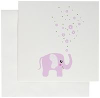 3dRose Cute pink elephant blowing flowers trunk - girly kawaii kids nursery baby girl cartoon - Greeting Cards, 6 x 6 inches, set of 6 (gc_113125_1)