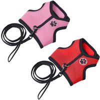 EXPAWLORER 2 Pack Rabbit Harness with Stretchy Leash - Suitable for Dogs, Puppy & Cats Adjustable Buckle Breathable Mesh for Small Pets Walking, Red and Pink