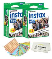 Fujifilm INSTAX Wide Instant Film 40 Pack - 40 Sheets - (White) for Fujifilm Instax Wide Cameras + Frame Stickers and Microfiber Cloth Accessories