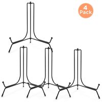 IPOW 4 Pack 12 Inch Upgraded Anti-Slip Iron Plate Display Stand, Black Easel Display Stand Photo Holder Stand, Displays Picture Frames, Decorative Plates, and Artworks