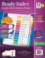 Avery 12-Tab Dividers for 3 Ring Binders, Customizable Table of Contents, Multicolor Tabs, 3 Sets (11073)