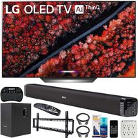 LG OLED77C9PUB 77-inch C9 4K HDR Smart OLED TV with AI ThinQ (2019) Bundle with Deco Gear 60W Soundbar with Subwoofer, Wall Mount Kit, Deco Gear Wireless Keyboard and 6-Outlet Surge Adapter