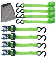TOPSKY Ratchet Tie Down Straps, 10' x 1'' Securing Straps, 1500lb Break Strength, Green(4 Pack), RTD2009