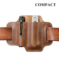 EDC Leather Belt Loop, EDC Leather Organizer Pouch, EDC Essential Carrier, Full Grain Leather. Light Chestnut Brown.