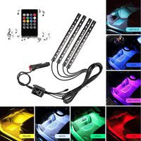 Car LED Strip Light, ONEKA-RGB 4pcs 48LED Multicolor Music Car Interior Lights Under Dash Lighting Waterproof Kit With Sound Active Function and Wireless Remote Control, DC 12V