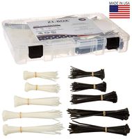 ZT-Box Nylon Cable Zip Ties Assorted Sizes - 400 Pack of Different Sizes up to 8 inches - White and UV Black - Made in USA