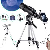 BNISE Telescope for Kids Adults Astronomy Beginners Refractor Telescope 70mm Objective Lens, 400mm Focal Length, with Adjustable Tripod Smartphone Adapter Finder Scope Moon Filter and Carry Bag
