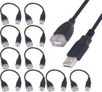 10 Pack (15cm - 6inch) Adjustable Flexible USB 2.0 Male to Female Extension Plug/Socket Adapter Cable - Worlds Shortest USB 2.0 Extension Cable