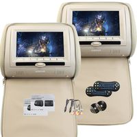 7 Inch Widescreen Universal Headrest Video Player Dual Screen Car DVD Player with Wireless Remote Control Support 8/32 Bit Games(Car Headrest with Beige)