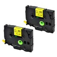 SuperInk 2 Pack Compatible for Brother HSe-621 HSe621 HS-621 HS621 Black on Yellow Heat Shrink Tube Label Tape use in PT-D210 D200 D400 D450 D600 H300 P700 P900 Printer (0.34''x4.92ft, 8.8mm x 1.5m)
