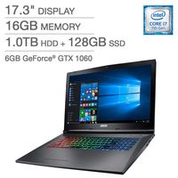 MSI GF72VR651 Gaming Laptop - Intel Core i7 16GB DDR4 1TB 7200RPM SATA Hard Drive + 128GB NVMe Solid State Drive - 6GB NVIDIA 1060 Graphics (Renewed)