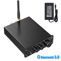 Neoteck Bluetooth 5.0 Stereo Audio 2 Channel Amplifier Receiver Mini Hi-Fi Class D Integrated Amp 2.0CH for Home Speakers 100W x 2 with Bass and Treble Control (with Advanced Power Supply)