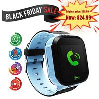 Kids Smartwatch for Boys and Girls Children GPS Touch Phone Wrist Watch with 1.44" Touch Screen and Anti-Lost SOS Call GPS LBS Locator Smartwatch for Kids Gift, Compatible with iOS & Android(Blue)