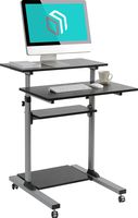 ONKRON Mobile Stand Up Desk Height Adjustable Computer Workstation Rolling Presentation Cart (W1R)