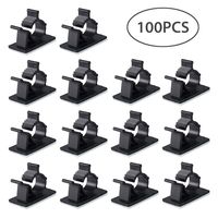 Kamtop Cable Clips 100 PCS Self-adhesive Cable Ties Adjustable Cable Holder Wire Clip Cable Tidy for Desks Tables Walls Ceiling Cabinets Furniture