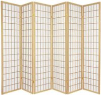 Legacy Decor 6 Panels Japanese Oriental Style Room Screen Divider Natural Color