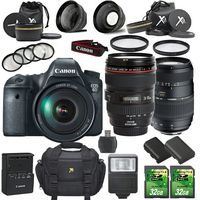 Canon EOS 6D 20.2MP DSLR Camera with Canon EF 24-105mm f/4L IS USM Lens + Tamron 70-300mm AF Lens + Accessory Bundle