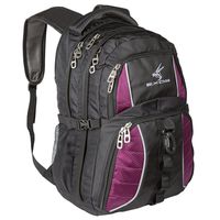 Exos Backpack, (Laptop, Travel, School or Business) Urban Commuter (Black with Purple Trim)