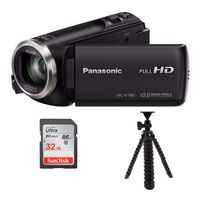 Panasonic HC-V180K Full HD Camcorder with 50x Optical Zoom Bundle Includes SanDisk Ultra 32GB SD Card and Flexible 12" Spider Tripod