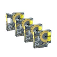 GREENCYCLE 4 Pack Compatible for DYMO Industrial Heat Shrink Tubes 18056 for LabelWriter and Industrial Label Makers Rhino 1000 3000 4200 5000 5200 6000 LabelManager 450 Duo Black on Yellow 1/2" 12mm