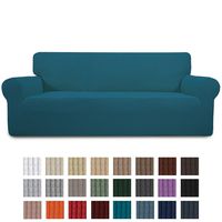 Easy-Going Stretch Sofa Slipcover 1-Piece Couch Sofa Cover Furniture Protector Soft with Elastic Bottom for Kids, Spandex Jacquard Fabric Small Checks(Sofa,Peacock Blue)
