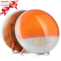 Wake Up Light Alarm Clock, Sunrise/Sunset Simulation Alarm Clock with Dual Alarms,Snooze Function, 7 Colors Atmosphere Lamp, FM Radio＆7 Natural Sound, USB Charger for Kids Adults Bedroom Home Office