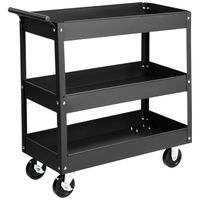AmazonBasics Steel 3-Shelf Multipurpose Tub Utility/Supply Cart with 550 lb capacity - Black