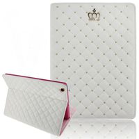 iPad 6/Air 2 Case-Aurora Bling Grid Luxury Soft TPU Case for iPad 6/Air 2 with Auto Wake and Sleep Funcition Built in Stand Holder (White, ipad 6/air 2)
