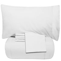 Sweet Home Collection 5 Piece Bag Comforter Set Solid Color All Season Soft Down Alternative Blanket & Luxurious Microfiber Bed Sheets, Twin XL, White