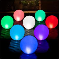 HAPIKAY Solar Floating Pool Lights - Pack of 1 Solar Powered Color Changing 14 inch Balls for Pool Garden Backyard Pond Decorations - Inflatable Floatable Hangable Wateproof RBG Lights