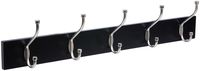 AmazonBasics Wall-Mounted Farmhouse Coat Rack, 5 Standard Hooks, Black