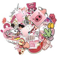 Girl Cute Cartoon Laptop Stickers Car Skateboard Motorcycle Bicycle Luggage Guitar Bike Decal 50pcs Pack(Cute Sticker 50 PCS)