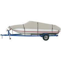 iCOVER Trailerable Boat Cover- Water Proof Heavy Duty,Fits V-Hull,Utility Boat,Fish&Ski,Pro-Style,Utility Boat, Fishing Boat,Runabout,Bass Boat,up to 14ft-15ft Long and 68"Wide,Tan Color,B7401A