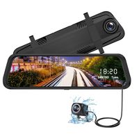 AOKON Mirror Dash Cam 10-Inch Full Touch Screen Car Backup Camera Dual Lens Driving Recorder, FHD 1080P Front Camera and 720P Rear Waterproof Camera with Starlight Night Vision and G-Sensor