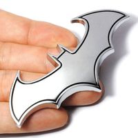 Insfire 3D Metal Sticker Auto Car Motorcycle Logo Badge Emblem Tail Decals Batman Logo Car Emblem, Automotive Sticker Decal Badge Flexes to Fully Adhere to Almost Anything (Silver)