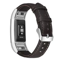 SKYLET Compatible with Fitbit Charge 2 Leather Bands, Retro Genuine Leather Classic Replacement Wristband Compatible with Fitbit Charge 2 with Metal Connector Men Women Small Large (No Tracker)