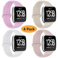 Coperr 4 Packs Bands Compatible with Fitbit Versa/Fitbit Versa 2 / Fitbit Versa Lite for Women and Men, Soft Silicone Sport Strap Replacement Wristband with Ventilation Holes for Fitbit Versa