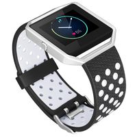 iHillon Compatible with Fitbit Blaze Band with Silver Frame, 1-Pack Soft Two-Toned Breathable Bands Compatible with Fitbit Blaze with Metal Buckle Sport Wristbands, Women Men