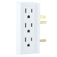 GE 6 Outlet Side Access Outlet Adapter Wall Tap, Turn 2 Outlets Into 6, 3 Prong Outlets on Both Sides, Indoor Rated, UL Listed, White, 54543