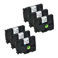 KCMYTONER 6 Pack Black on White Heat Shrink Tube Tape Compatible for Brother HSe-211 HSe211 HS211 HS-211 for P-Touch Label Maker PT-E300 PT-H300 PT-E500 PT-E550W PT-P750WVP (5.8mm 1/4",4.92 ft)