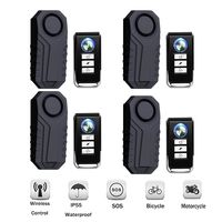 SuperInk 4 Set Wireless Motorcycle Bicycle Bike Anti-Theft Burglar Vibration Security Alarm Waterproof Super Loud 113dB Remote Control Bell